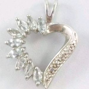 GENUINE DIAMOND 💎 AND TOPAZ ROSS SIMONS Heart ❤️ Necklace